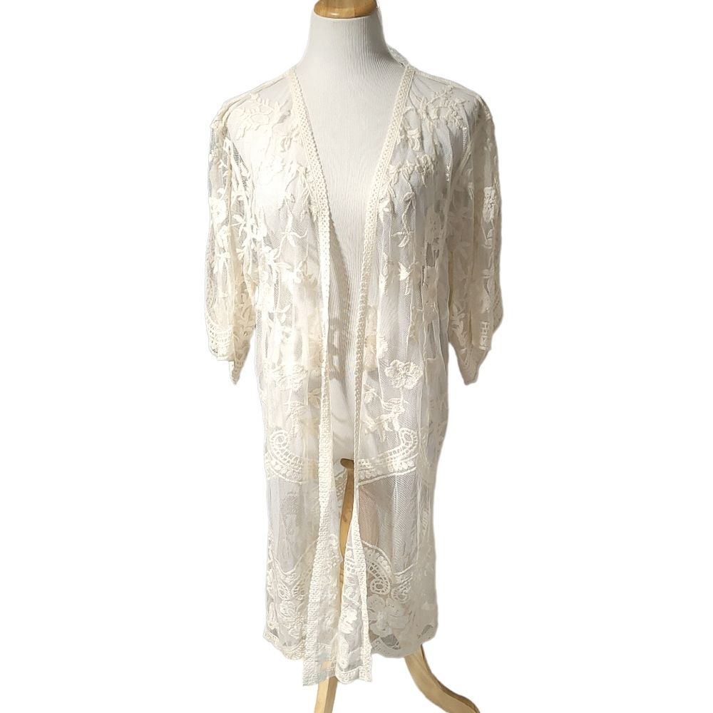 Sheer lace kimono Beach Cover Boho style Women's Small-Medium